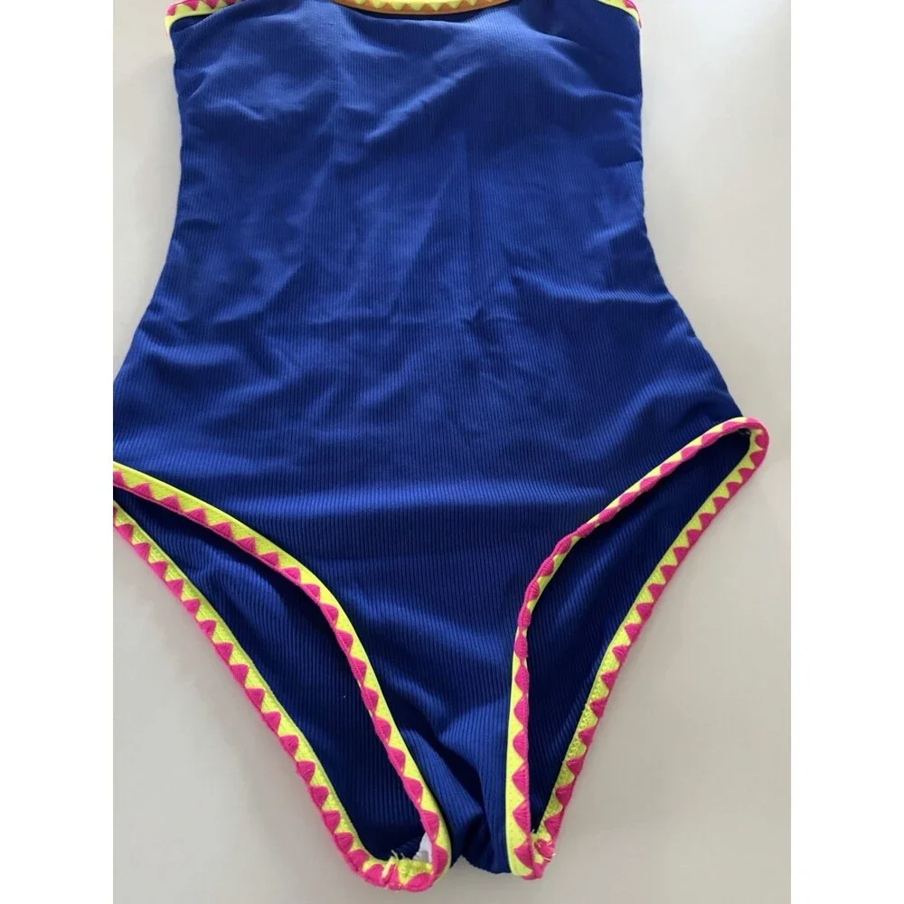 Girls Swimsuit One Piece Swimsuit Solid royal blue Colorful Contrast size 13-14